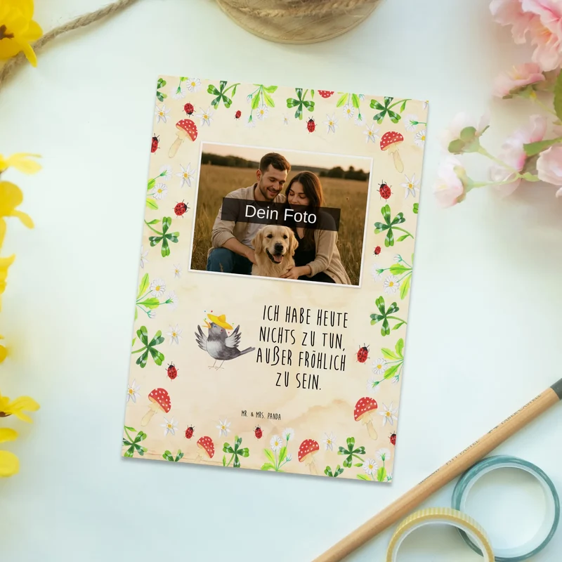 Personalisierte Foto Postkarte Rabe Sombrero