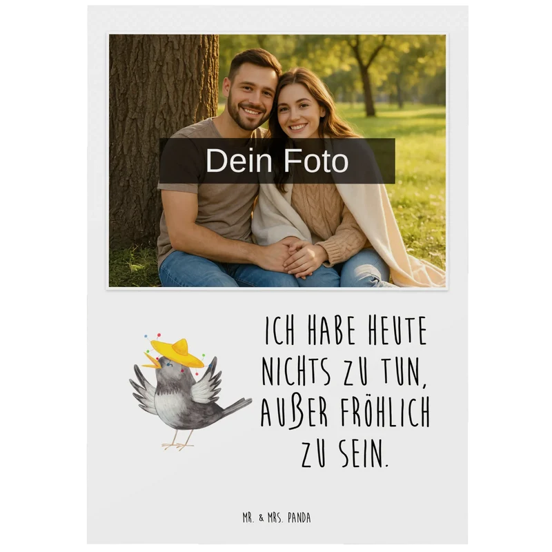 Personalisierte Foto Postkarte Rabe Sombrero