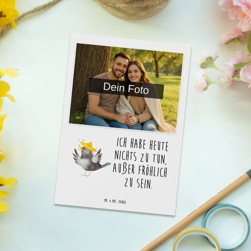 Personalisierte Foto Postkarte Rabe Sombrero