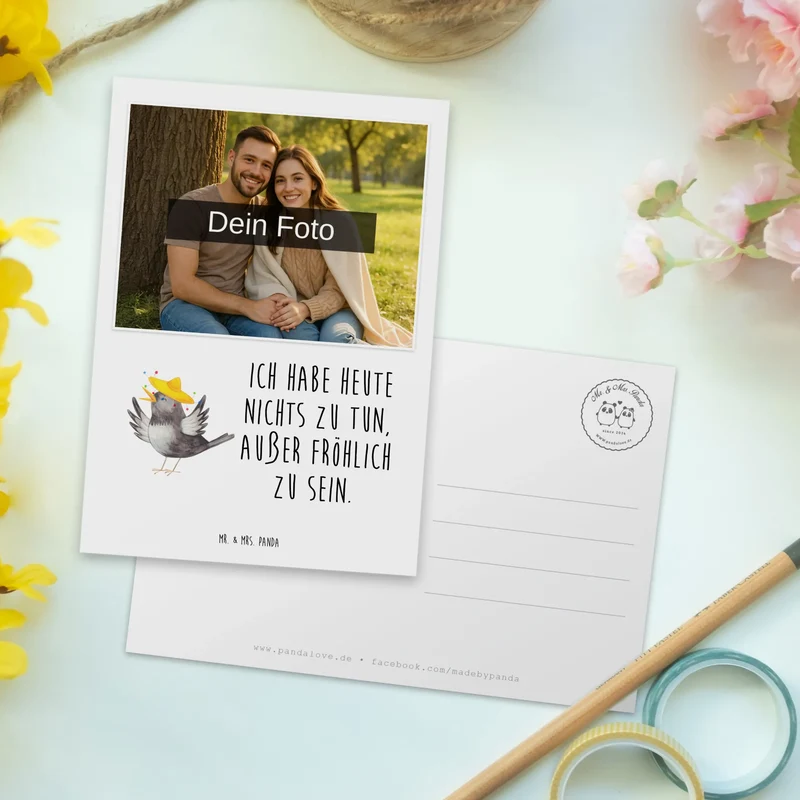 Personalisierte Foto Postkarte Rabe Sombrero