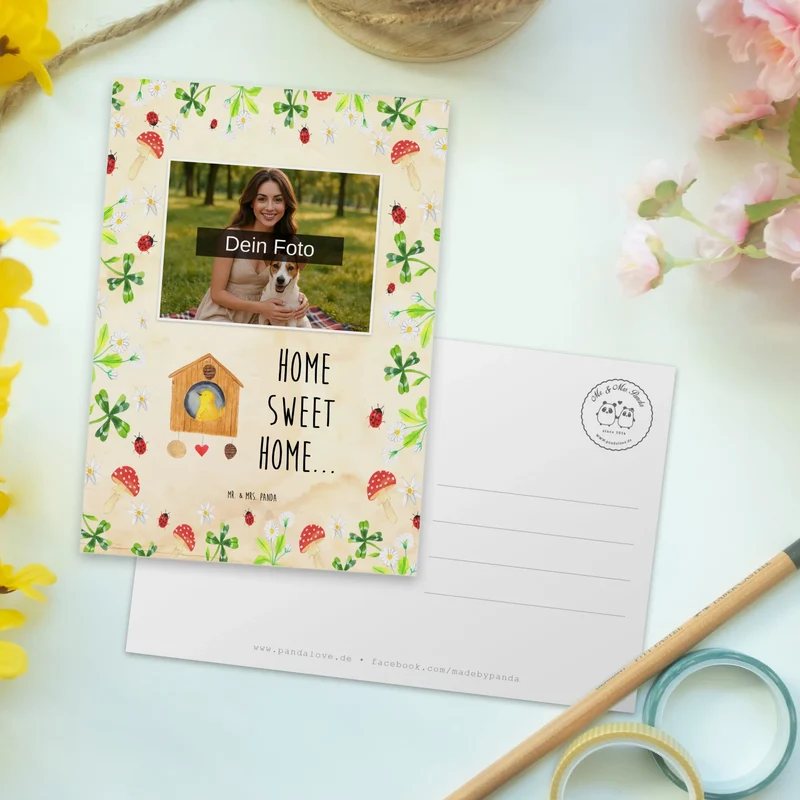 Personalisierte Foto Postkarte Vogelhaus Home