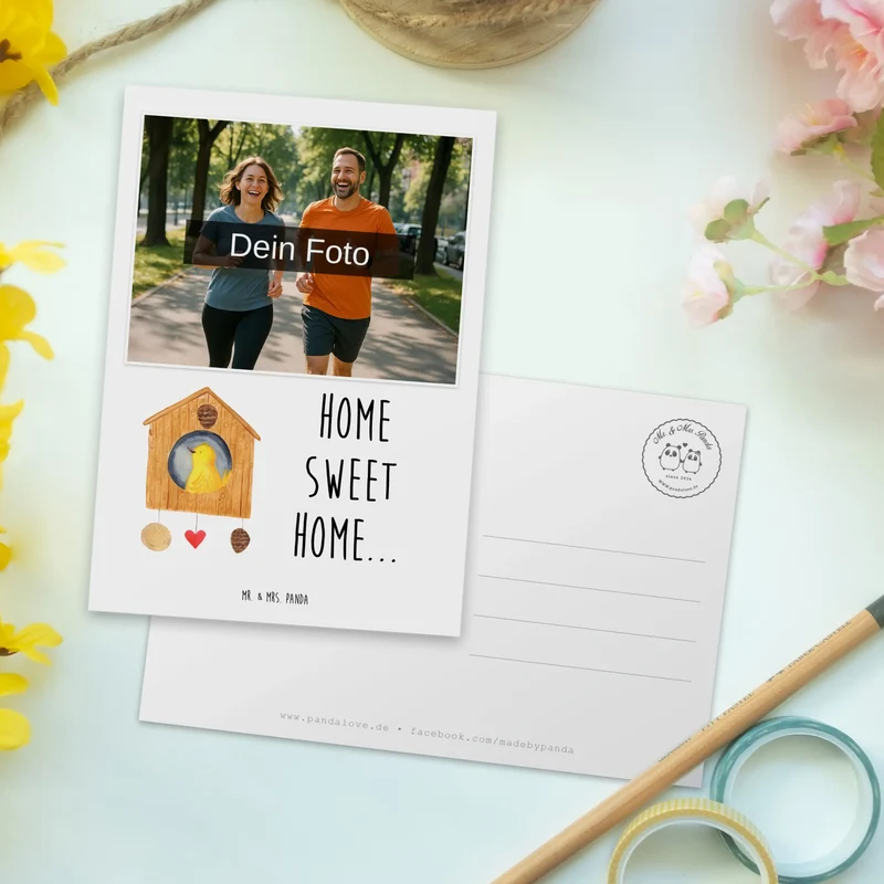 Personalisierte Foto Postkarte Vogelhaus Home