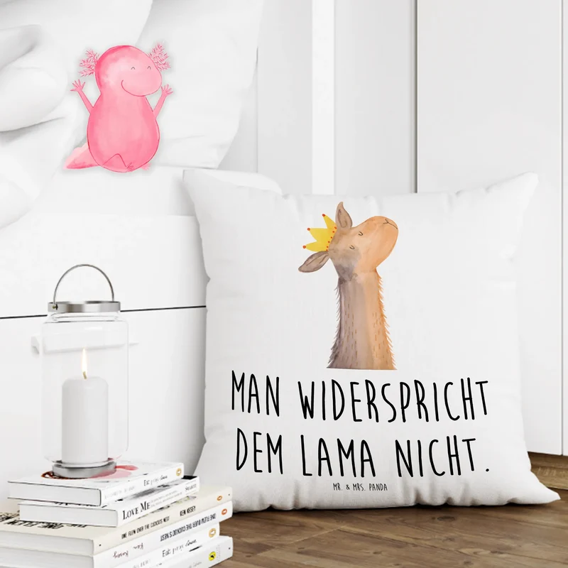 40x40 Kissen Lamakopf König