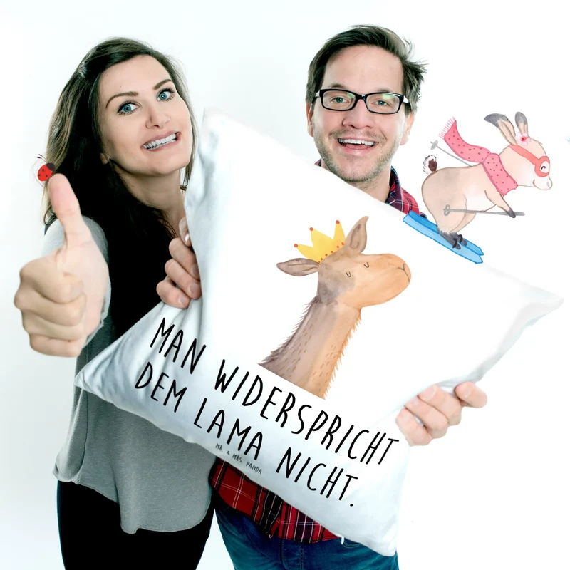 40x40 Kissen Lamakopf König