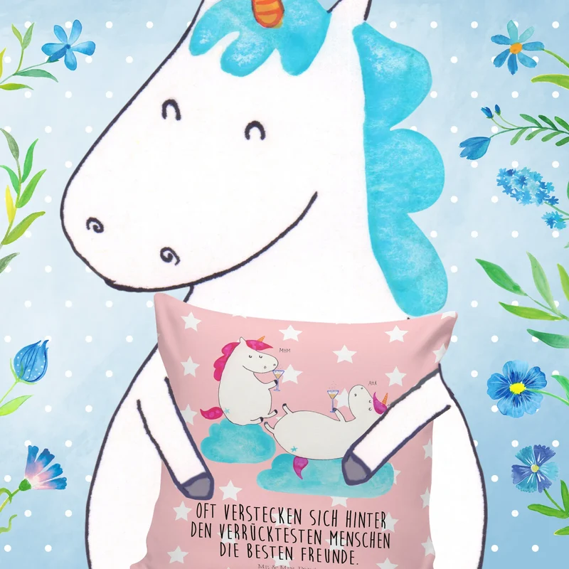 40x40 Kissen Einhorn Sekt