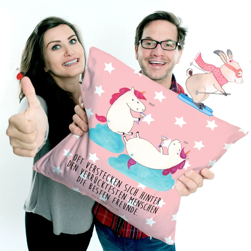 40x40 Kissen Einhorn Sekt
