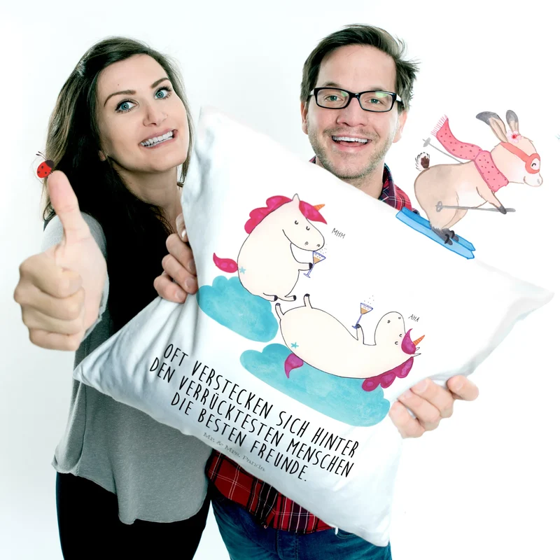 40x40 Kissen Einhorn Sekt
