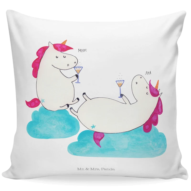 40x40 Kissen Einhorn Sekt