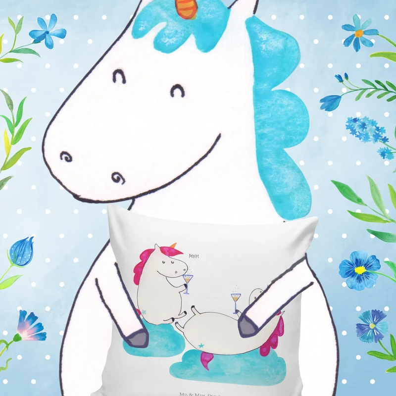40x40 Kissen Einhorn Sekt