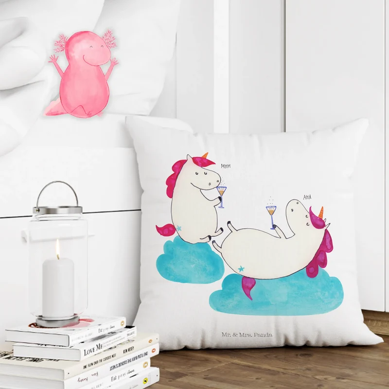 40x40 Kissen Einhorn Sekt