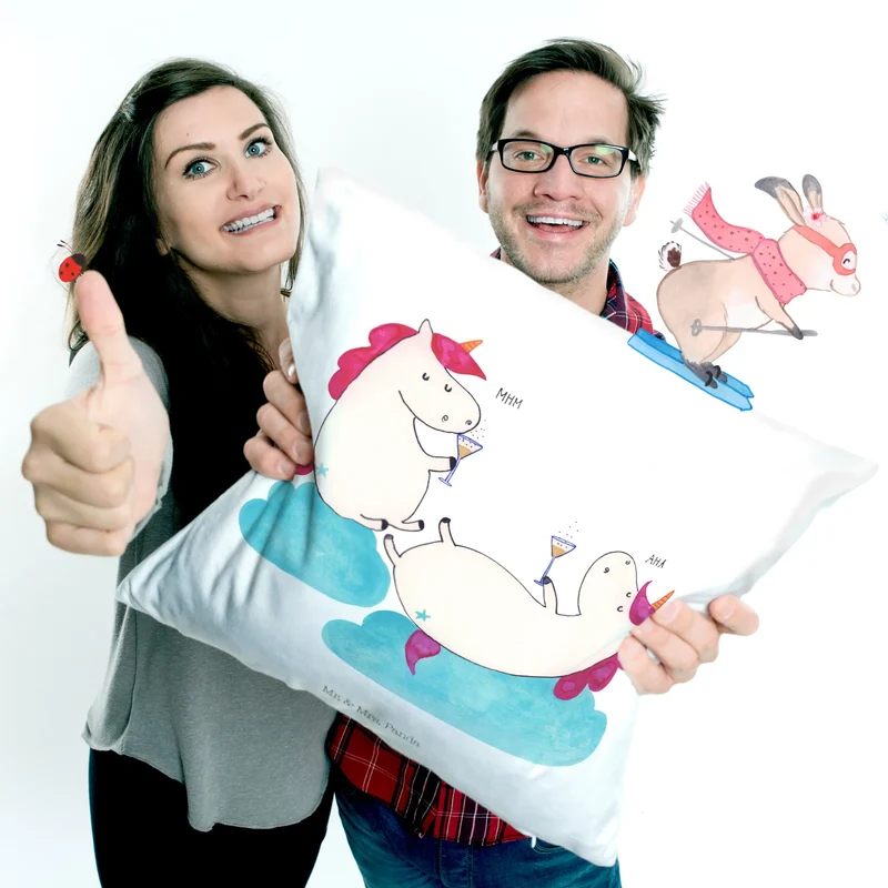 40x40 Kissen Einhorn Sekt