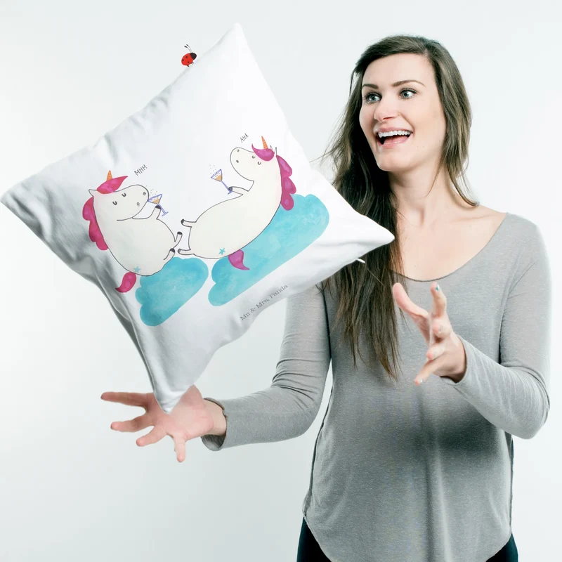 40x40 Kissen Einhorn Sekt