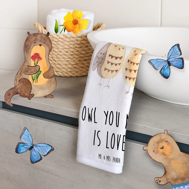 Gästehandtuch Eulen Liebe