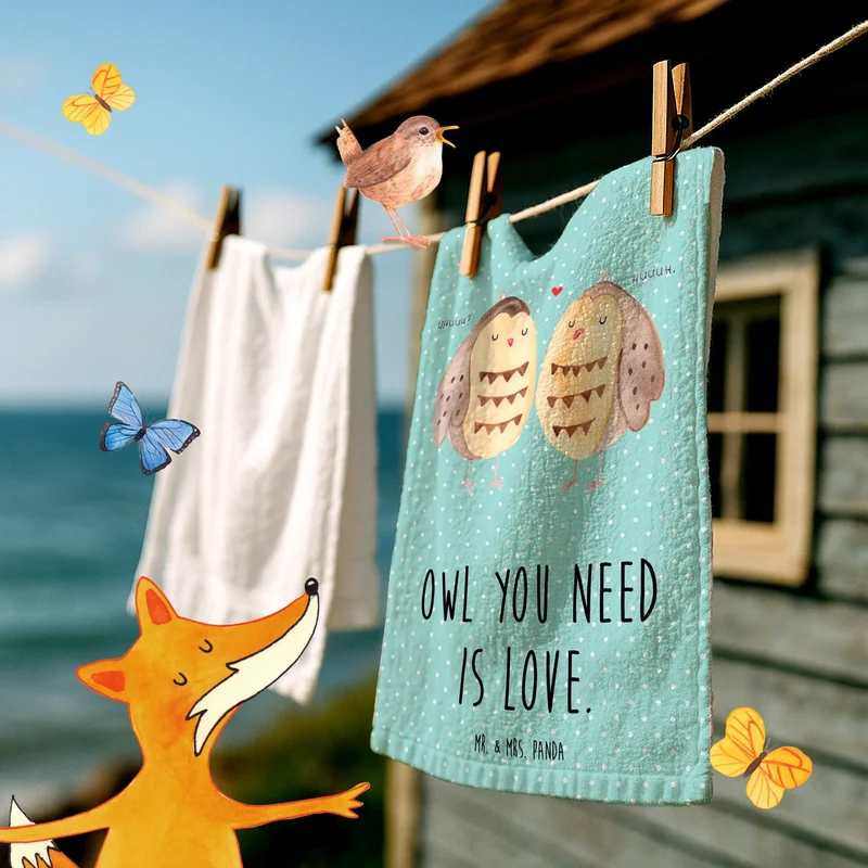 Gästehandtuch Eulen Liebe