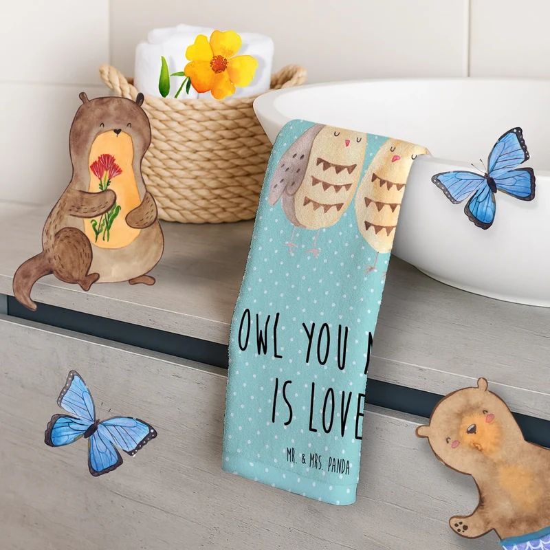 Gästehandtuch Eulen Liebe