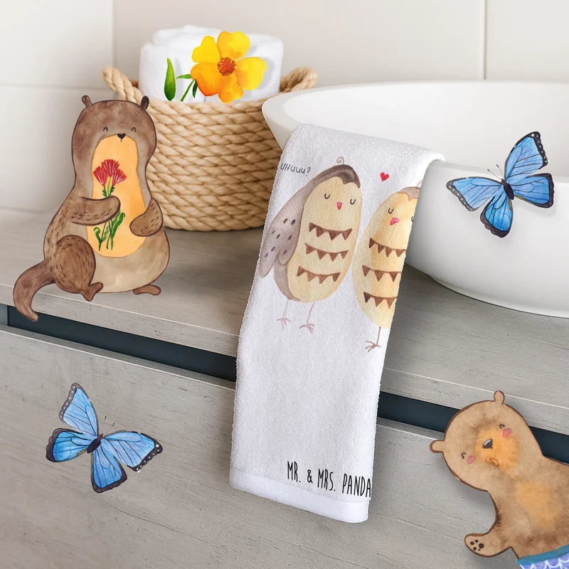 Gästehandtuch Eulen Liebe