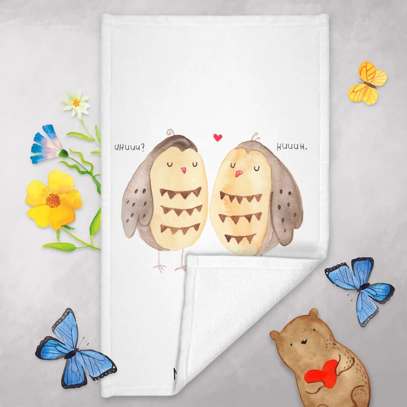 Gästehandtuch Eulen Liebe