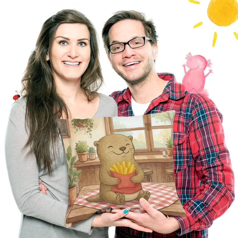 40x40 Kissen Otter Pommes Design