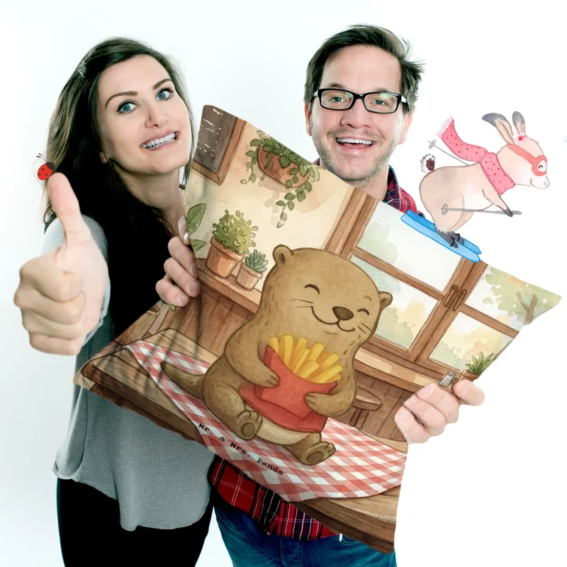 40x40 Kissen Otter Pommes Design
