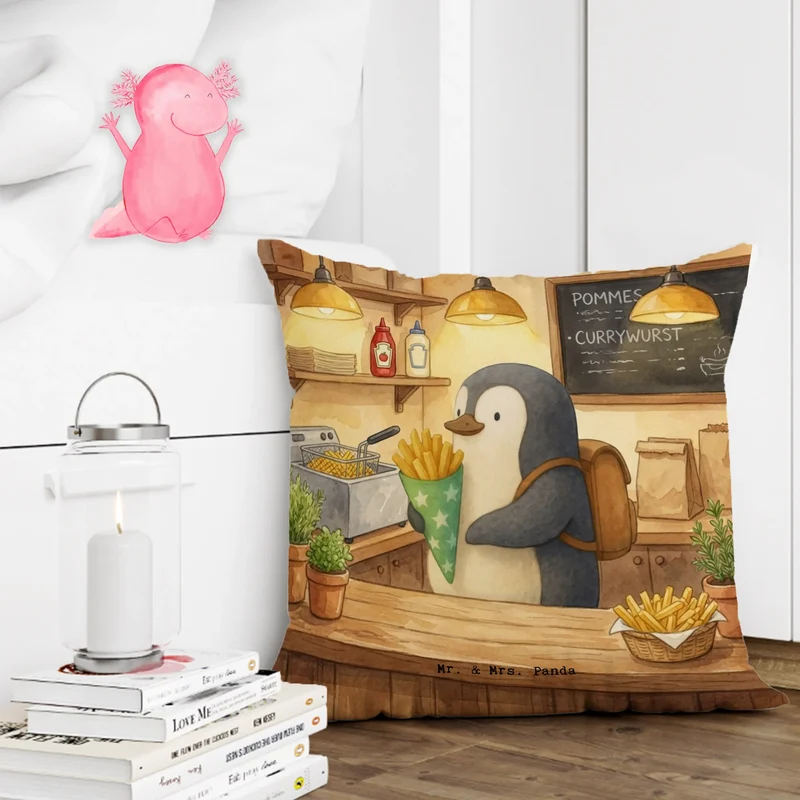 40x40 Kissen Pinguin Pommestüte Design