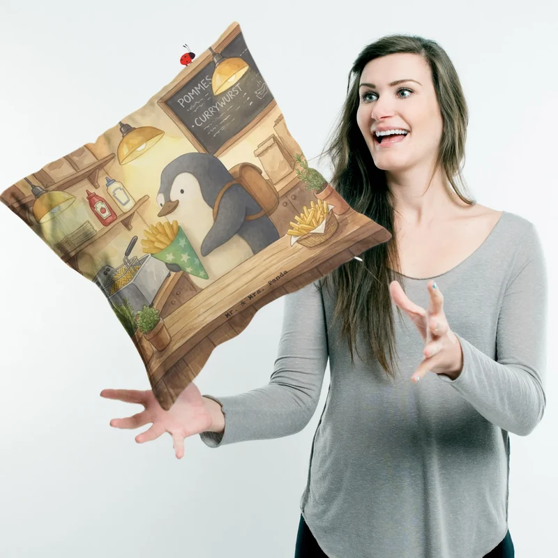 40x40 Kissen Pinguin Pommestüte Design