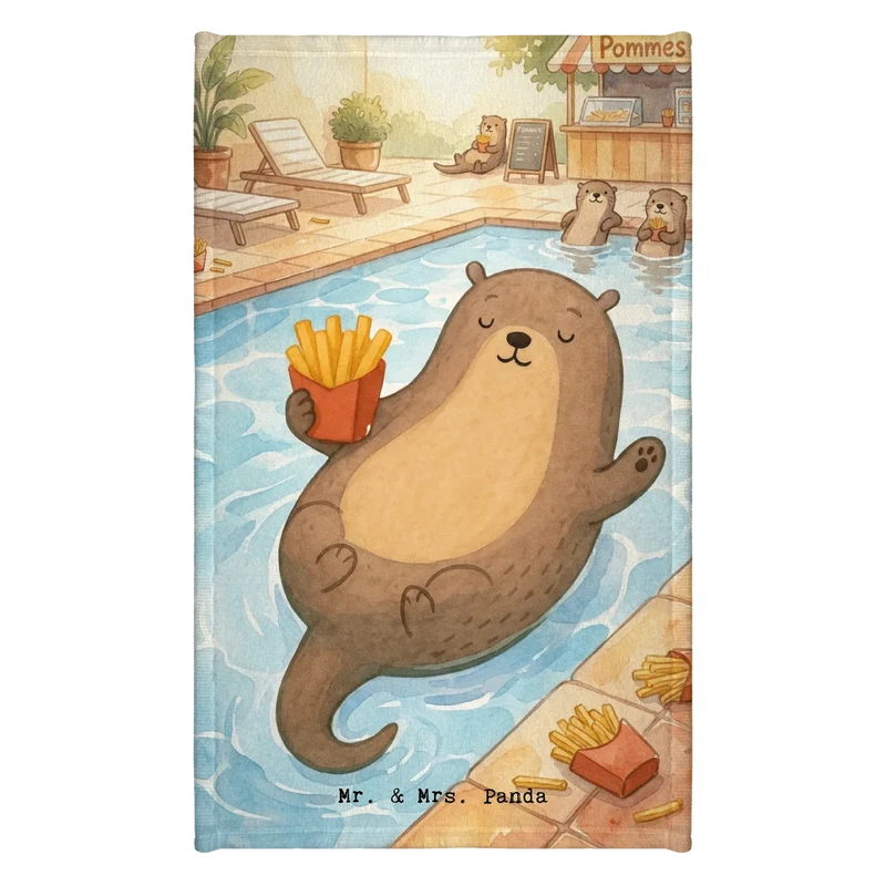 Gästehandtuch Otter Schwimmbad Pommes Design