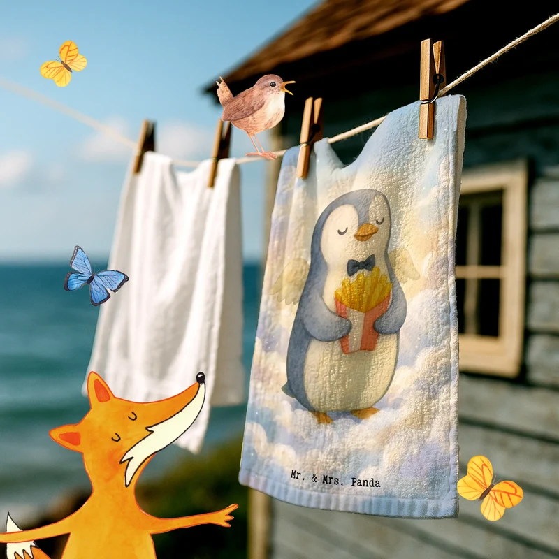 Gästehandtuch Pinguin Engel Pommes Design