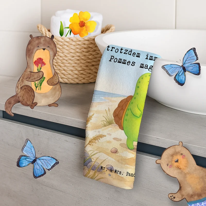 Gästehandtuch Schildkröte Pommes Design