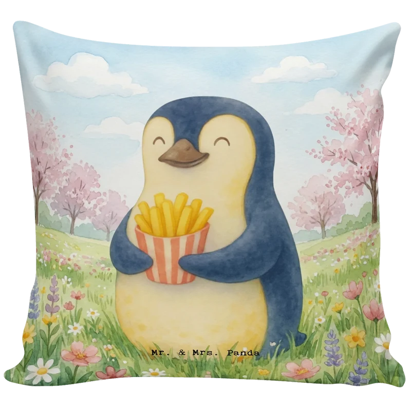 40x40 Kissen Pinguin Frühling Pommes Design