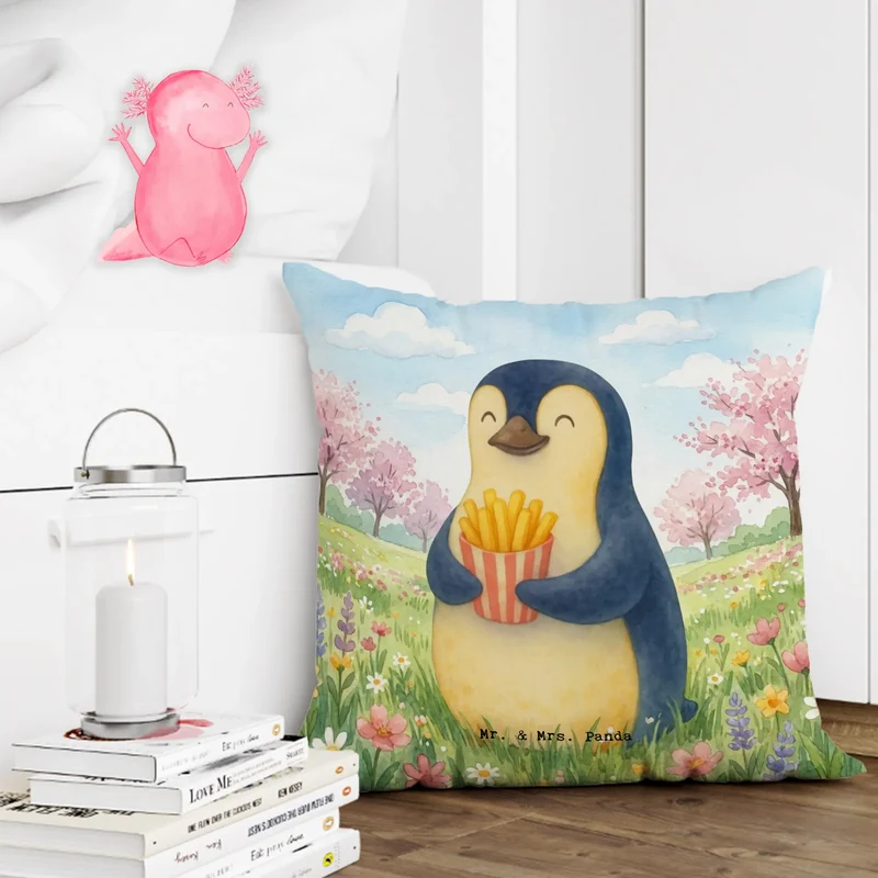 40x40 Kissen Pinguin Frühling Pommes Design