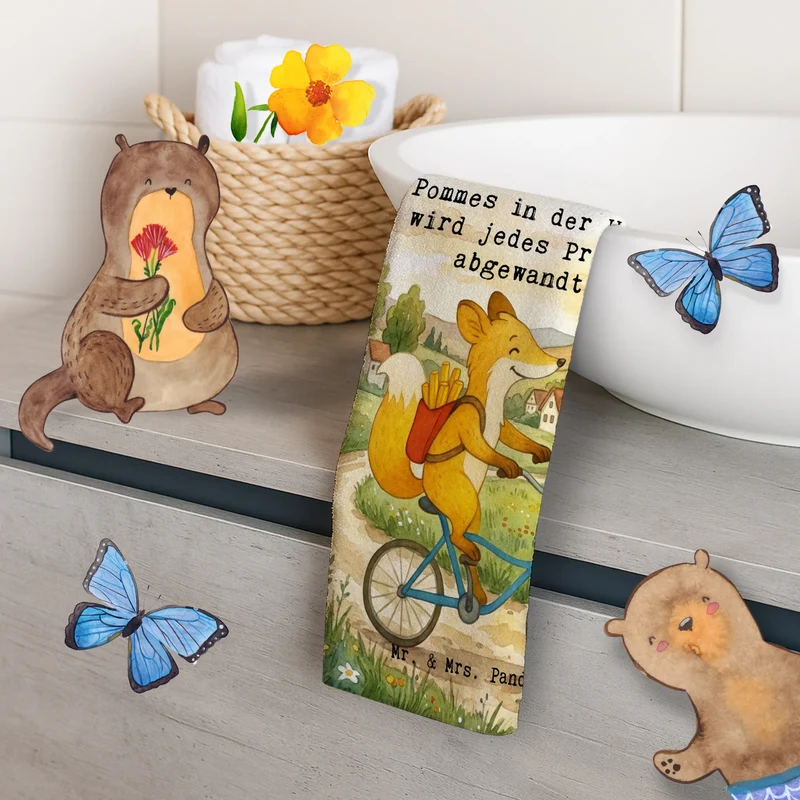 Gästehandtuch Fuchs Lieferung Pommes Design