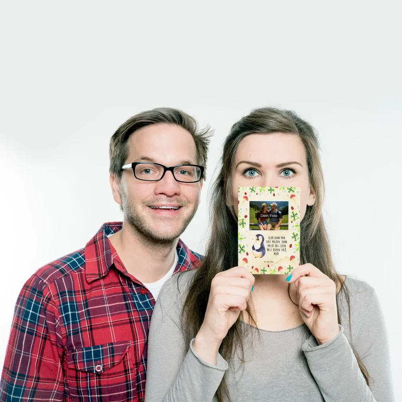 Personalisierte Foto Postkarte Pinguin Diät