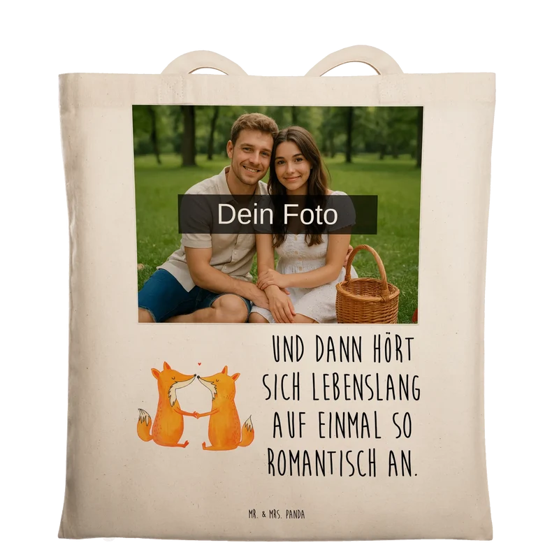Personalisierte Foto Tragetasche Füchse Liebe