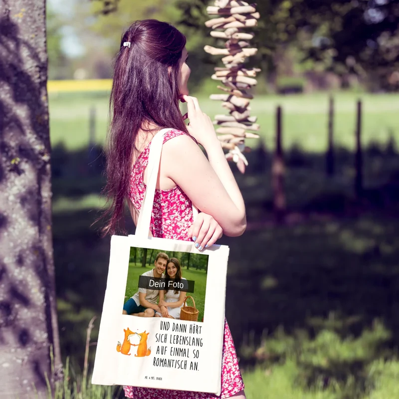 Personalisierte Foto Tragetasche Füchse Liebe