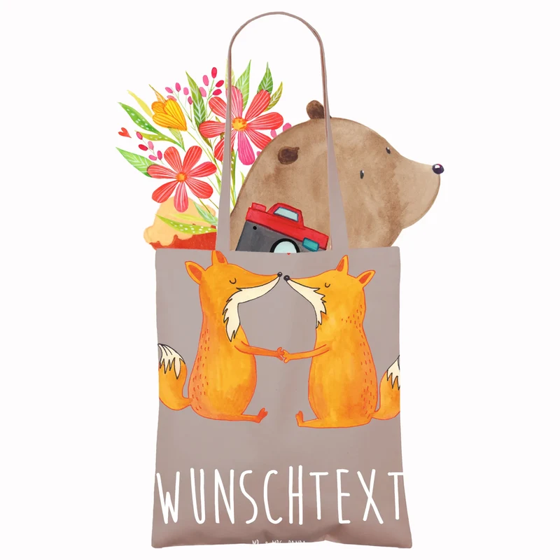 Personalisierte Foto Tragetasche Füchse Liebe