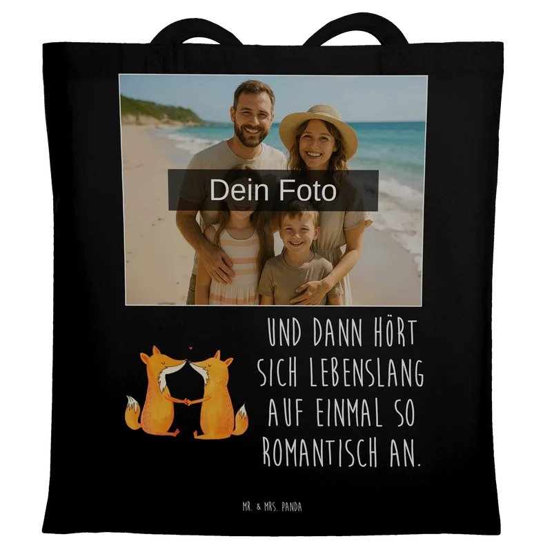 Personalisierte Foto Tragetasche Füchse Liebe