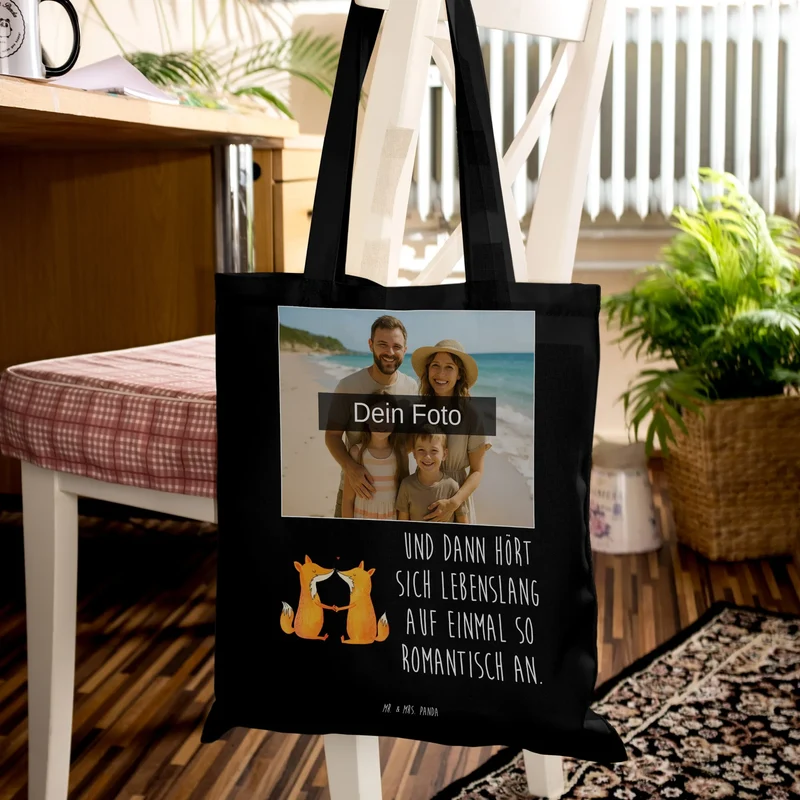 Personalisierte Foto Tragetasche Füchse Liebe