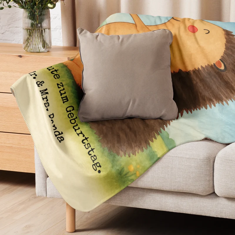 Sherpa Kuscheldecke Igel Luftballon Design