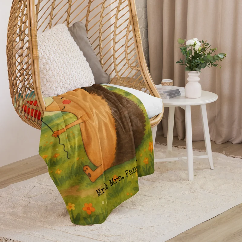 Sherpa Kuscheldecke Igel Luftballon Design
