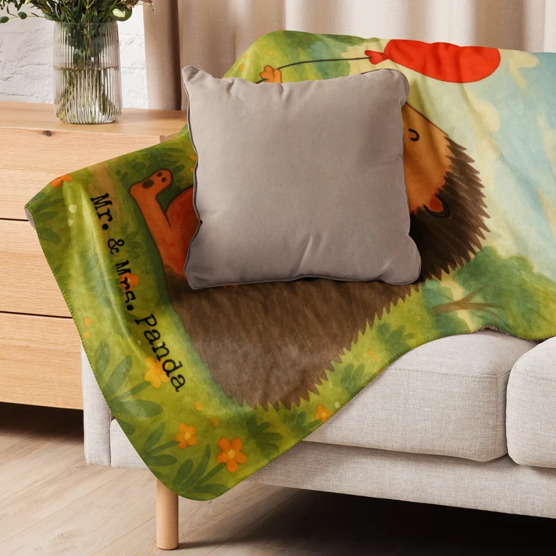 Sherpa Kuscheldecke Igel Luftballon Design