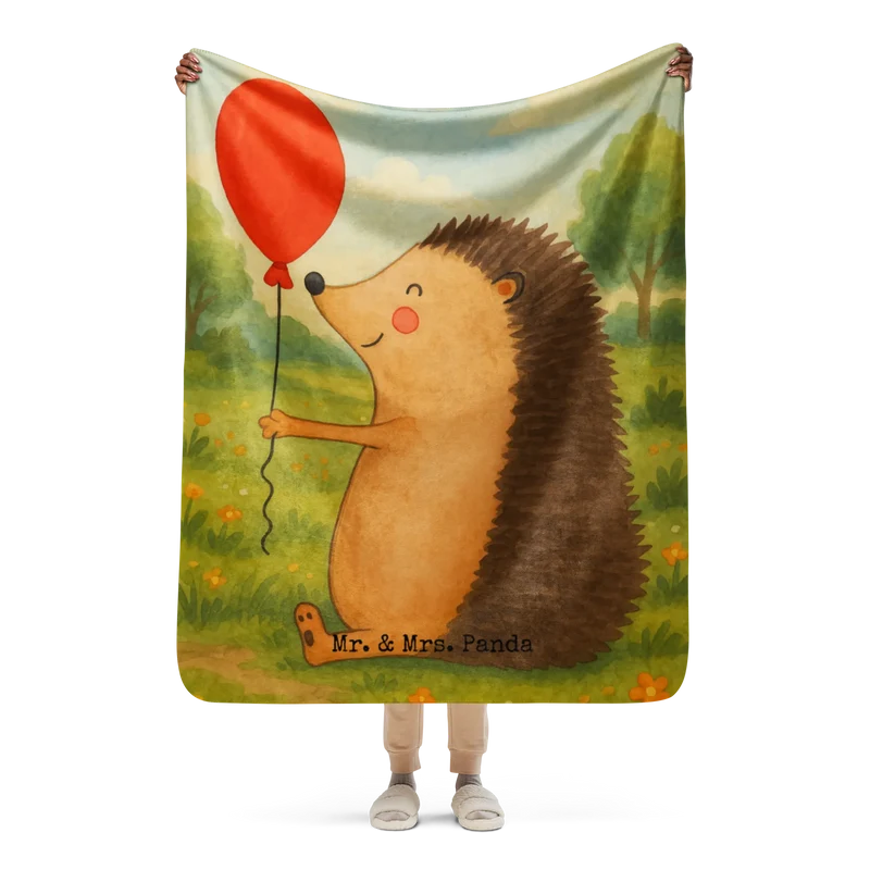 Sherpa Kuscheldecke Igel Luftballon Design