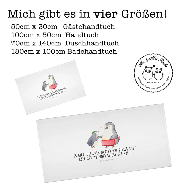 Handtuch Pinguin mit Kind