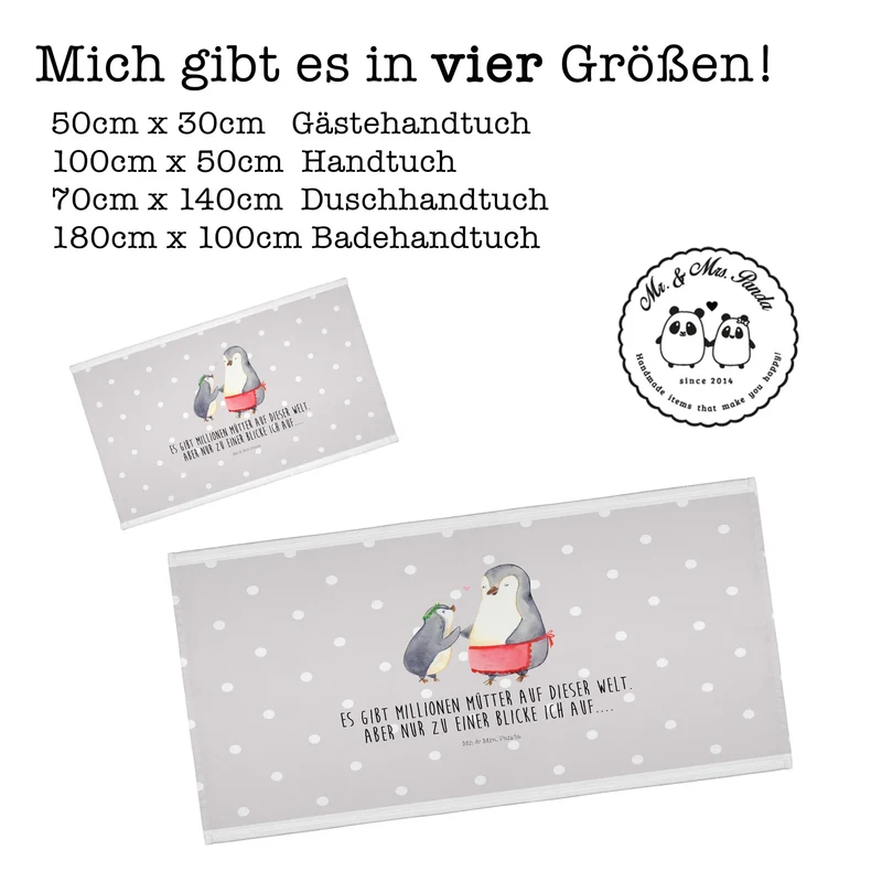 Handtuch Pinguin mit Kind