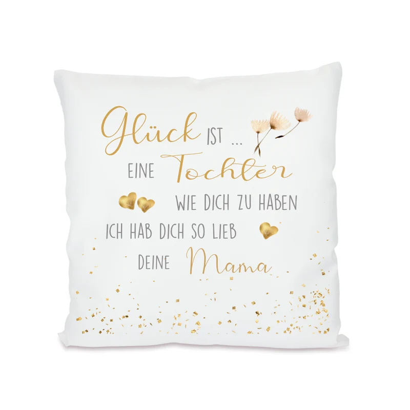 Kissen mit Spruch "Glück ist eine Mama wie dich zu haben" | Persönliches Geschenk für Mütter | 7 Motivvarianten zur Auswahl
