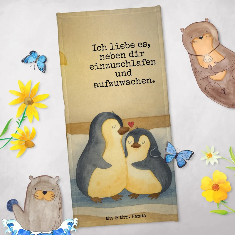 Badehandtuch Pinguine Einschlafen Design