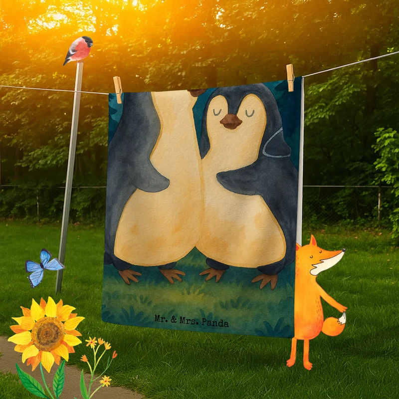 Badehandtuch Pinguine Einschlafen Design