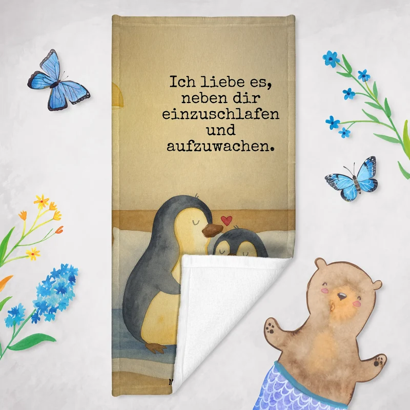 Badehandtuch Pinguine Einschlafen Design