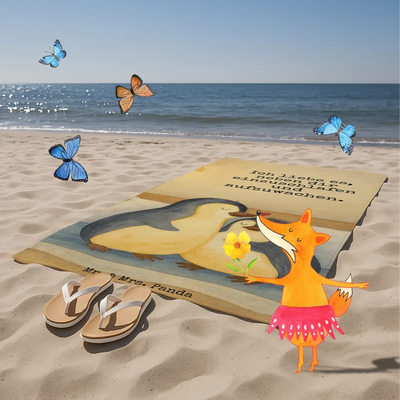 Badehandtuch Pinguine Einschlafen Design