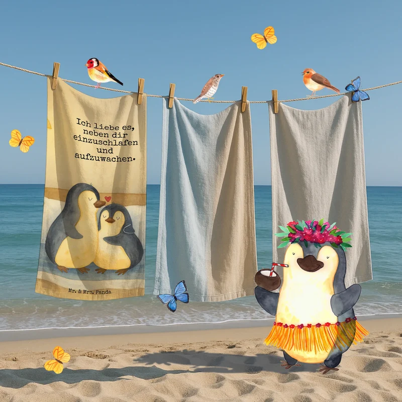 Badehandtuch Pinguine Einschlafen Design