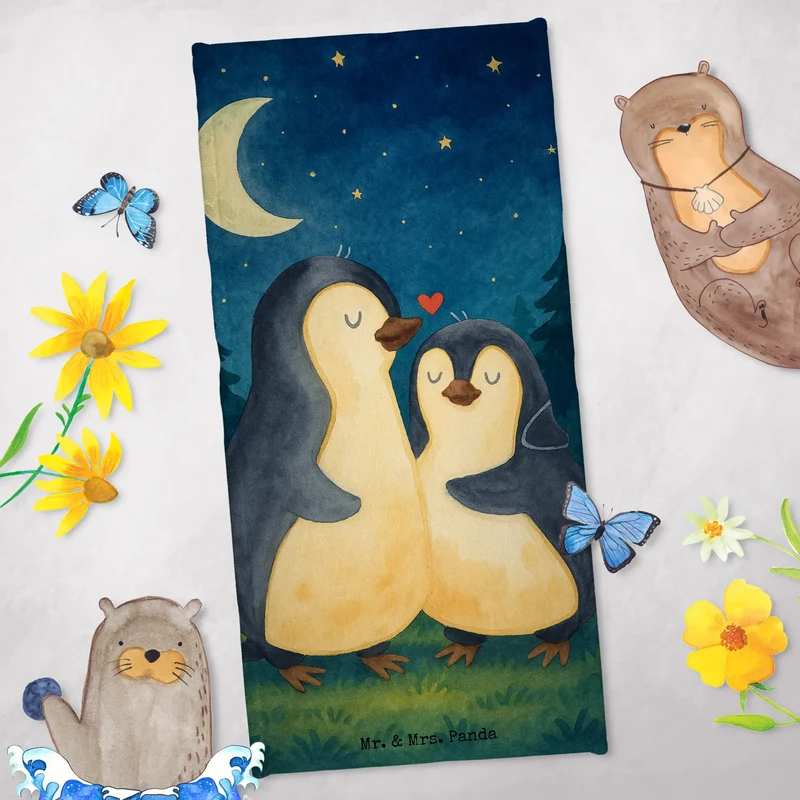 Badehandtuch Pinguine Einschlafen Design